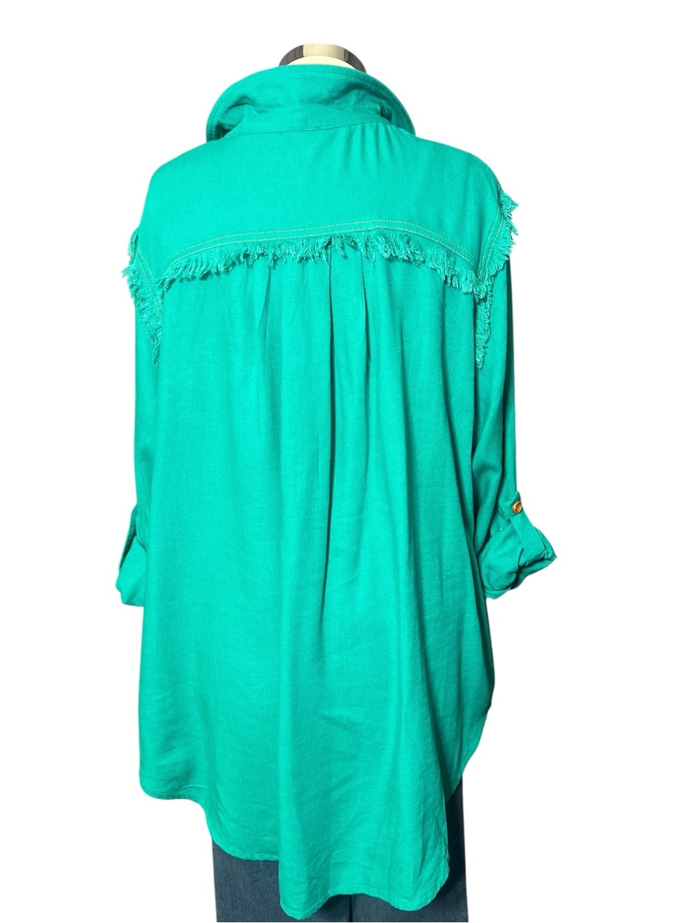 Umgee Turquoise Button-Down Shirt NWT - Picture 5 of 7